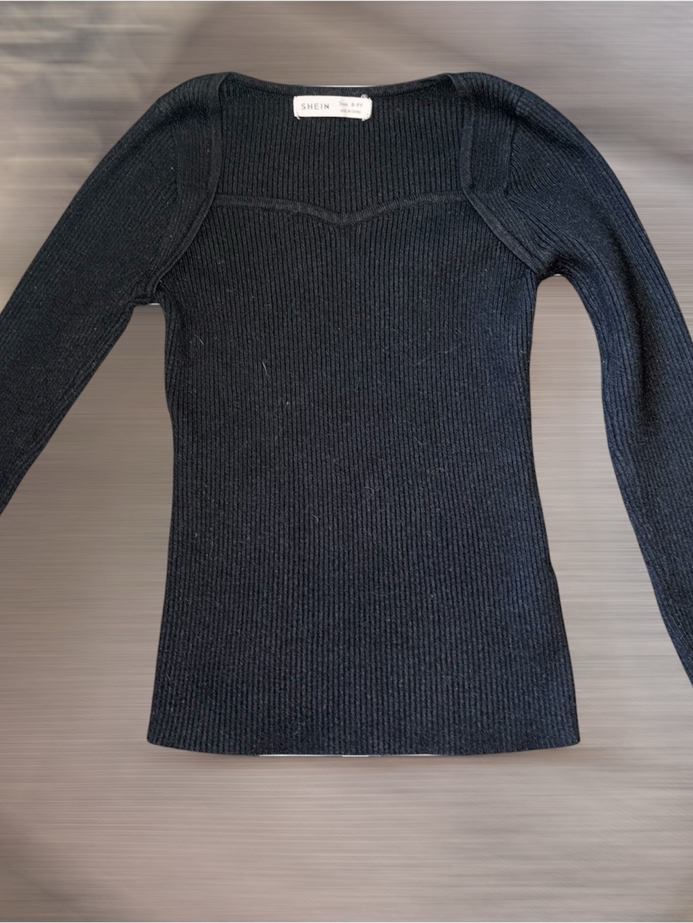 SHEIN, Women’s Black Ribbed Long-Sleeved Shirt